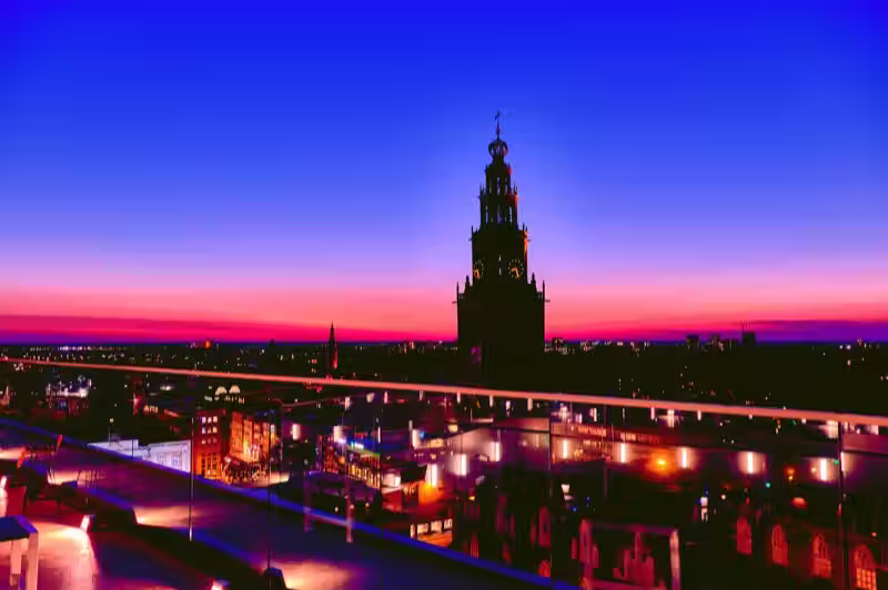 Sunset from Forum Groningen